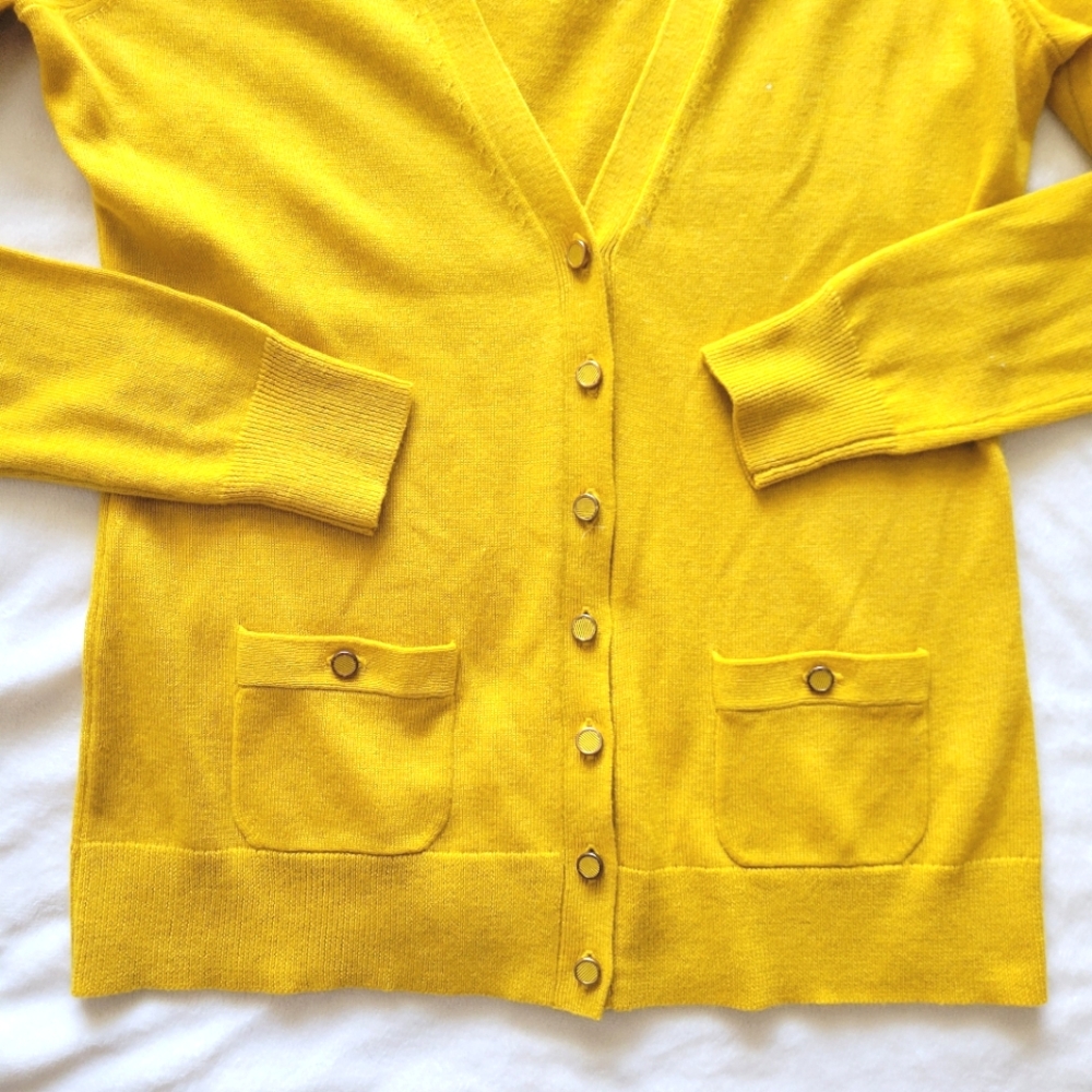 Banana Republic Golden Yellow Knit Cardigan Sweater size S - Picture 11 of 13